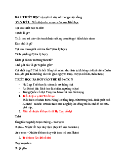 Vấn đề cơ bản của triết học và các khái niệm cơ bản học phần Triết học Mac-Lênin