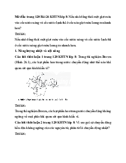 Giải Khoa học tự nhiên 8 bài 26: Năng lượng nhiệt và nội năng | Chân trời sáng tạo