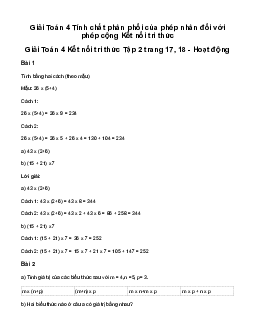 Giải Toán lớp 4 Bài 42: Tính chất phân phối của phép nhân đối với phép cộng | Kết nối tri thức
