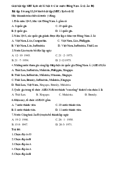 Giải bài tập SBT Lịch Sử 12 bài 4: Các nước Đông Nam Á và Ấn Độ