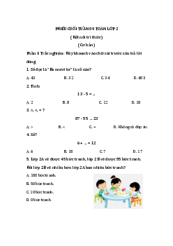 Bài tập cuối tuần Toán lớp 2 Kết nối Tri thức Tuần 9