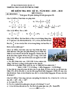 Đề kiểm tra học kỳ 2 Toán 6 năm 2019 – 2020 trường THCS Nguyễn Trung Trực – TP HCM
