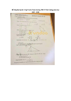 Đề thi giữa học kì 1 lớp 9 môn Toán trường THCS Việt Cường năm học 2019 - 2020