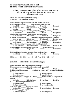 Top 15 đề thi đề nghị kỳ thi OLympic truyền thống 30-4 lần thứ XXIV môn Tiếng Anh Khối 10 năm học 2017-2018