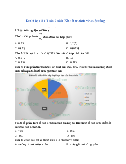 Đề thi học kì 1 môn Toán lớp 7 | Đề 1 | Kết nối tri thức