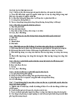 Đề cương ôn tập "Quản trị nhân lực" (có đáp án)