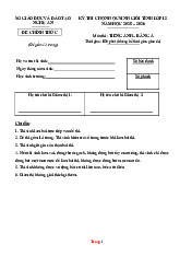 Đề Thi HSG Tiếng Anh 12 Sở GD Nghệ An 2025-2026 Có File Nghe Và Đáp Án