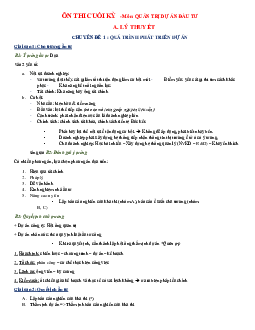 Tài liệu ôn thi kết thúc học phần Quản trị Dự án Đầu tư / Đại học nội vụ Hà Nội