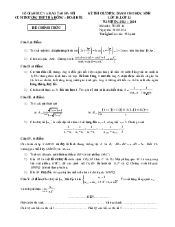 Đề thi Olympic Toán 11 năm 2023 – 2024 cụm Hà Đông & Hoài Đức – Hà Nội