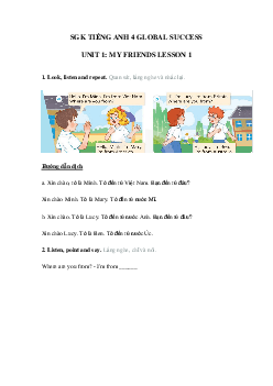 Tiếng Anh lớp 4 unit 1 lesson 1 trang 10 11 Global Success