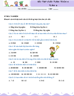 Giải Bài tập cuối tuần lớp 4 môn Toán Kết nối tri thức - Tuần 6