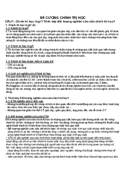 Đề cương ôn tập môn Chính trị học