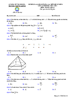 Đề KSCL Toán 12 thi TN THPT 2024 lần 1 trường THPT Ba Đình – Thanh Hóa