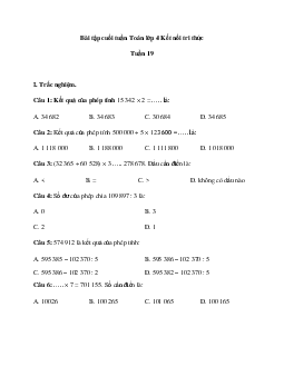 Bài tập cuối tuần Toán lớp 4 Kết nối tri thức - Tuần 19 (Cơ bản)