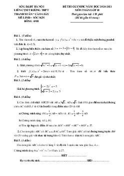 Đề Olympic Toán 10 năm 2020 – 2021 liên cụm trường THPT – Hà Nội