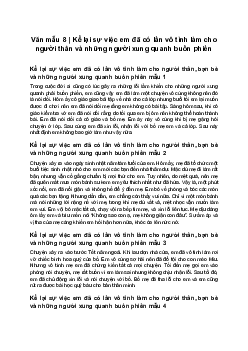 Văn mẫu 8 | Kể lại sự việc em đã có lần vô tình làm cho người thân và những người xung quanh buồn phiền