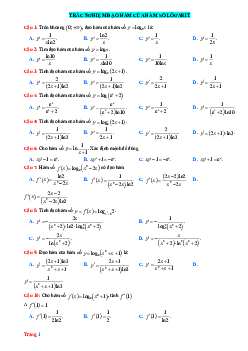 TOP 25 câu trắc nghiệm đạo hàm của hàm số lôgarit