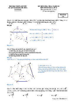 Đề kiểm tra trắc nghiệm Hình học 12 chương 1 trường THPT chuyên Lê Quý Đôn – Khánh Hòa