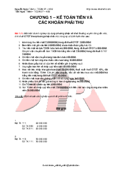 Ngân hàng bài tập về Kế toán tiền và các khoản phải thu (có lời giải)