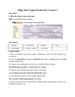 Tiếng Anh 7 Smart World Unit 7 Lesson 2