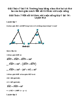 Giải Toán 7 Bài 14: Trường hợp bằng nhau thứ hai và thứ ba của tam giác | Kết nối tri thức