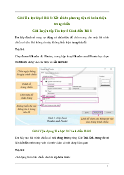 Giải Tin học 8 Bài 8: Kết nối đa phương tiện và hoàn thiện trang chiếu | Cánh diều