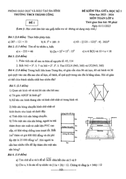 Đề giữa kì 1 Toán 6 năm 2023 – 2024 phòng GD&ĐT thành phố Ninh Bình