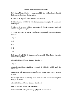 Hóa học 12 - Luyện tập: Cấu tạo và tính chất của amin, amino axit, protein