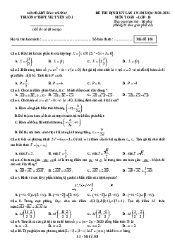 Đề thi định kỳ Toán 10 lần 1 năm 2020 – 2021 trường Việt Yên 1 – Bắc Giang
