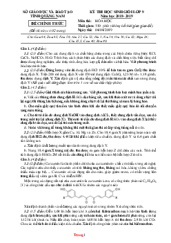 Đề thi học sinh giỏi lớp 9 năm 2018-2019 môn hóa học Sở GD Quảng Nam (có lời giải)