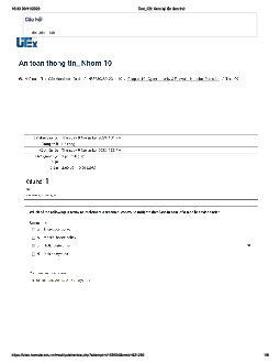 Bài tập trắc nghiệm (quiz) môn An toàn thông tin đề số 9 có đáp án | Đại học Sư phạm Kỹ thuật Thành phố Hồ Chí Minh