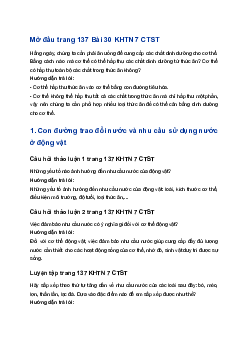 Giải SGK Khoa học tự nhiên 7 Bài 30: Trao đổi nước và các chất dinh dưỡng ở động vật| Chân trời sáng tạo