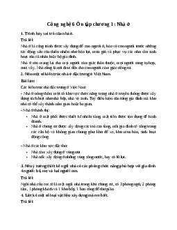 Công nghệ 6 Ôn tập chương 1 Kết nối tri thức
