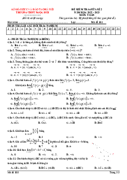 Đề giữa kì 2 Toán 11 năm 2022 – 2023 trường THPT Ngọc Hồi – Hà Nội