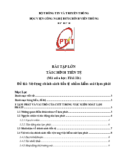 Bài tiểu luận môn Tài chính tiền tệ đề tài "Sử dụng chính sách tiền tệ nhằm kiểm soát lạm phát"