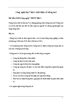 Giải Công nghệ lớp 7 Bài 1: Giới thiệu về trồng trọt sách Kết nối tri thức