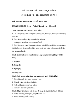 Đề thi Khoa học lớp 4 kì 1 Kết nối tri thức - Đề số 4