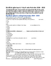 Bộ đề thi giữa học kì 1 lớp 8 môn Anh năm 2024 - 2025