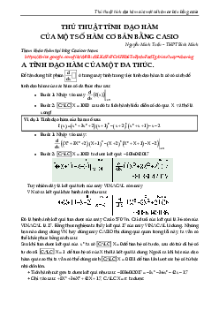 Thủ thuật tính đạo hàm của một số hàm cơ bản bằng Casio – Nguyễn Minh Tuấn