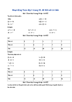 Giải SGK môn Toán 3 -  Bài 13: Tìm thành phần trong phép nhân, phép chia Kết nối tri thức| Kết nối tri thức