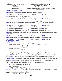 Đề kiểm tra giữa học kỳ 2 Toán 9 năm 2023 – 2024 sở GD&ĐT Bắc Ninh