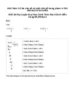Chia cho số có một chữ số trong phạm vi 100 000: Giải bài tập Luyện tập, thực hành Toán lớp 3 Cánh diều trang 65, 66 tập 2