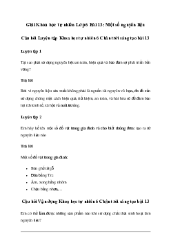 Giải Khoa học tự nhiên 6 Bài 13: Một số nguyên liệu - Chân Trời Sáng Tạo