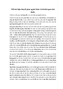 Viết bài luận thuyết phục người khác từ bỏ thói quen hút thuốc Ngữ Văn 10 sách Kết Nối Tri Thức