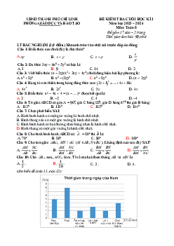 Đề cuối học kì 1 Toán 8 năm 2023 – 2024 phòng GD&ĐT Chí Linh – Hải Dương