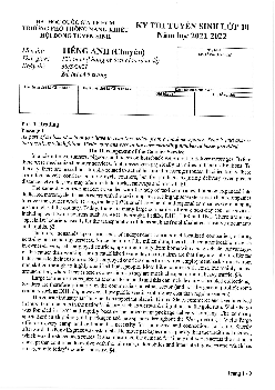 Đề thi vào 10 Chuyên Tiếng Anh Phổ thông năng khiếu Hồ Chí Minh năm 2021-2022