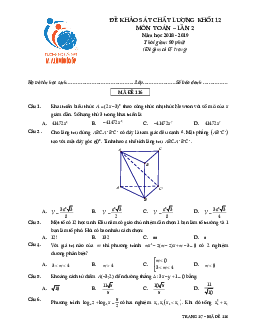 Đề khảo sát chất lượng Toán 12 năm 2018 – 2019 trường M.V Lômônôxốp – Hà Nội lần 2