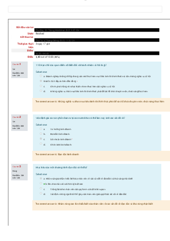 Bài tập trắc nghiệm (quiz) môn Đạo đức kinh doanh và văn hóa doanh nghiệp số 2 có đáp án