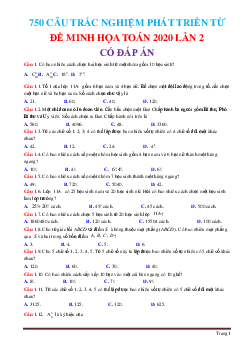 TOP 750 câu trắc nghiệm toán phát triển từ đề minh họa 2020 lần 2 có đáp án