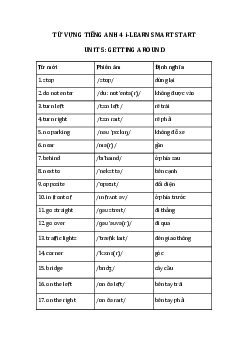 Từ vựng unit 5 lớp 4 Getting around